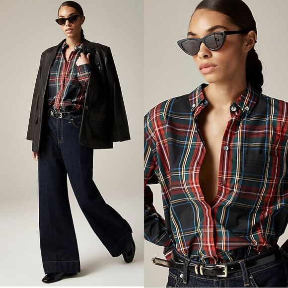 NWT J CREW Embellished garçon shirt in Stewart tartan cotton poplin - Picture 1 of 8